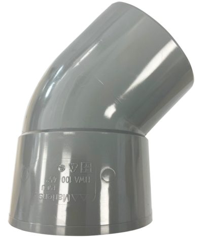 HWA Bocht 45gr. Grijs Mof/verj.Spie 70mm